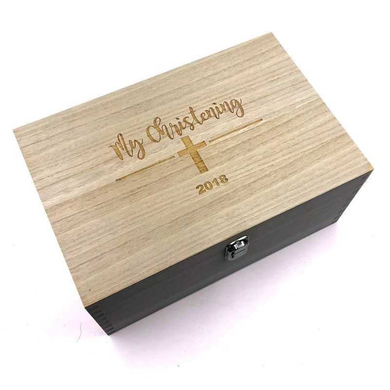 Large Wooden Christening Keepsake Memories Box Gift