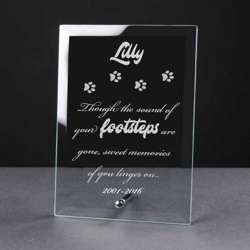 Personalised Engraved Cat Remembrance Glass Plaque