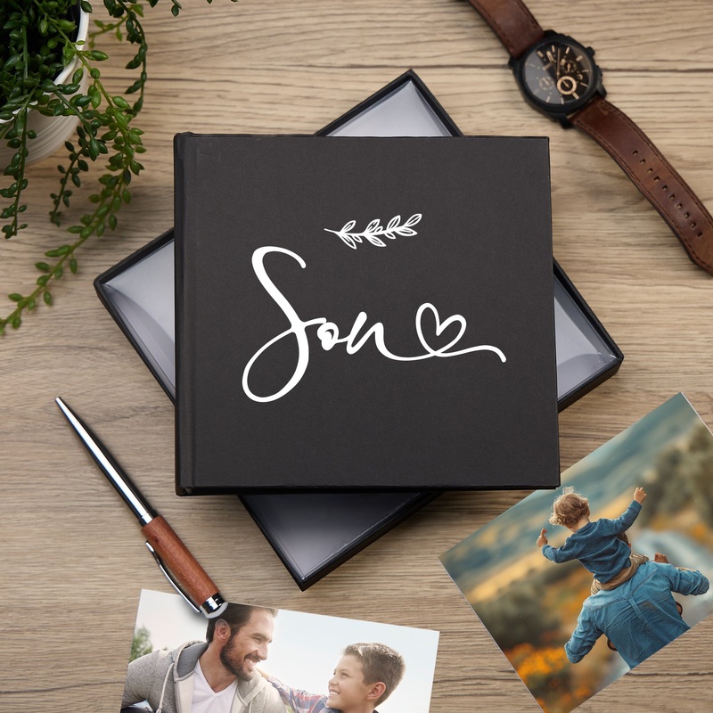 Son Black Photo Album With Leaf Design For 50 x 6 by 4 Photos