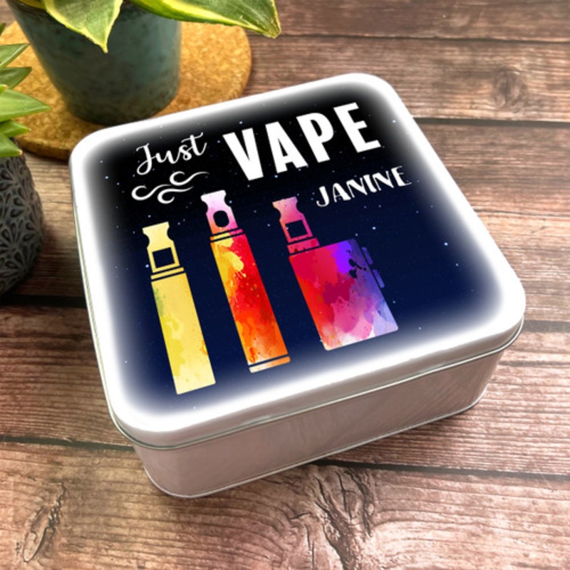 Square Spaces Vapes Just Vape Personalised Vapers Tin – The Card Zoo