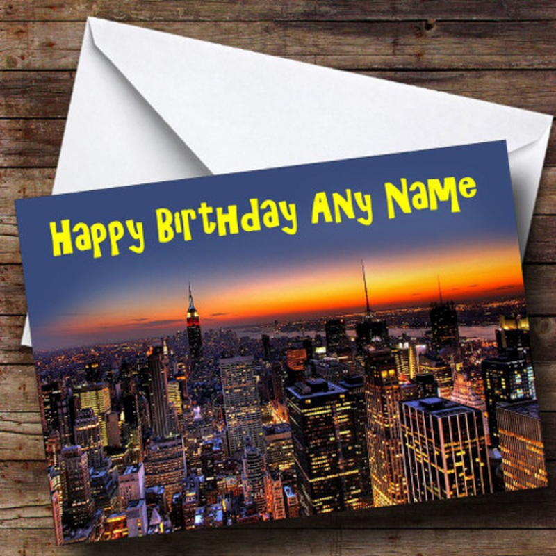 New York Skyline At Sunset Personalised Birthday Card – The Card Zoo