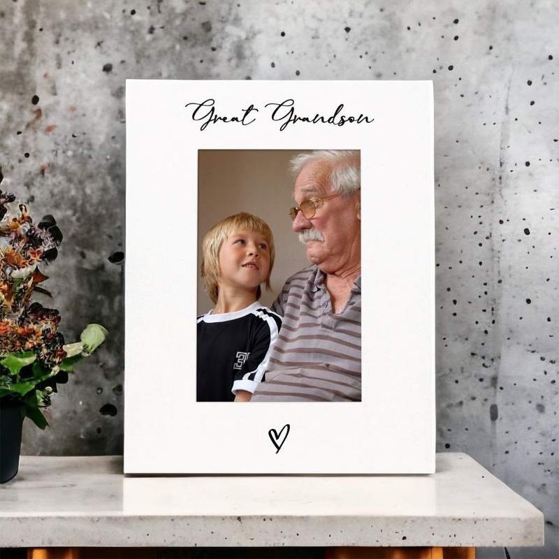 White 6×4 Portrait Picture Photo Great Grandson With Heart