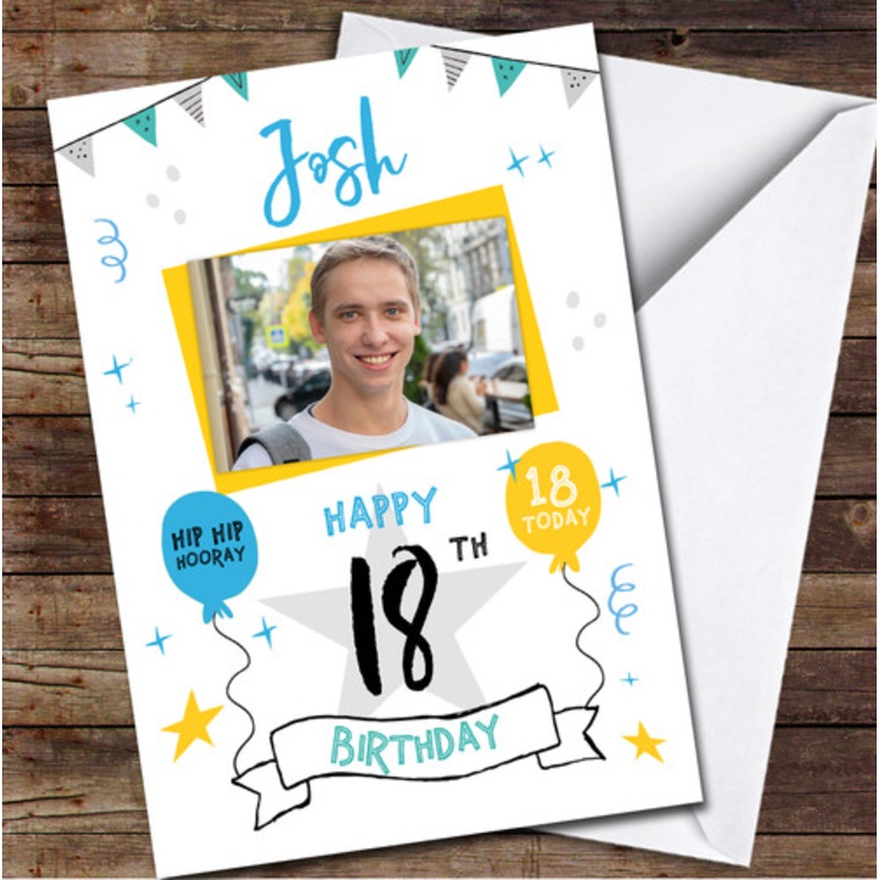 18th Birthday Boy Party Bright Photo Personalised Birthday Card – The Card Zoo