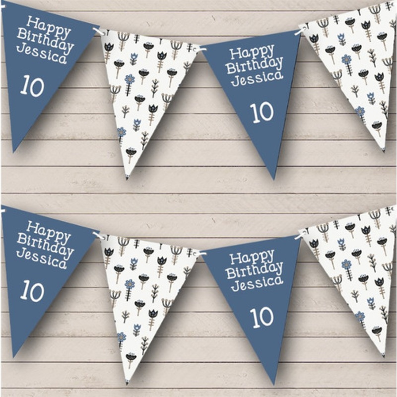 Decorative Nordic Scandinavian Flowers Birthday Personalised Banner Bunting – The Card Zoo