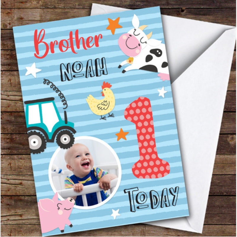 Farm Animals Photo Brother 1st Boys Custom Personalised Birthday Card – The Card Zoo