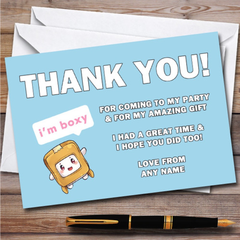 Lankybox Children’s Kids Personalised Birthday Party Thank You Cards – The Card Zoo