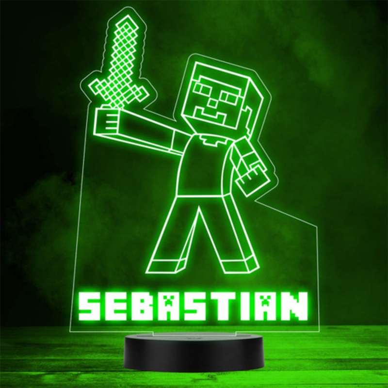 Minecraft Gaming Steve Gamer Character LED Personalised Gift Night Light – The Card Zoo