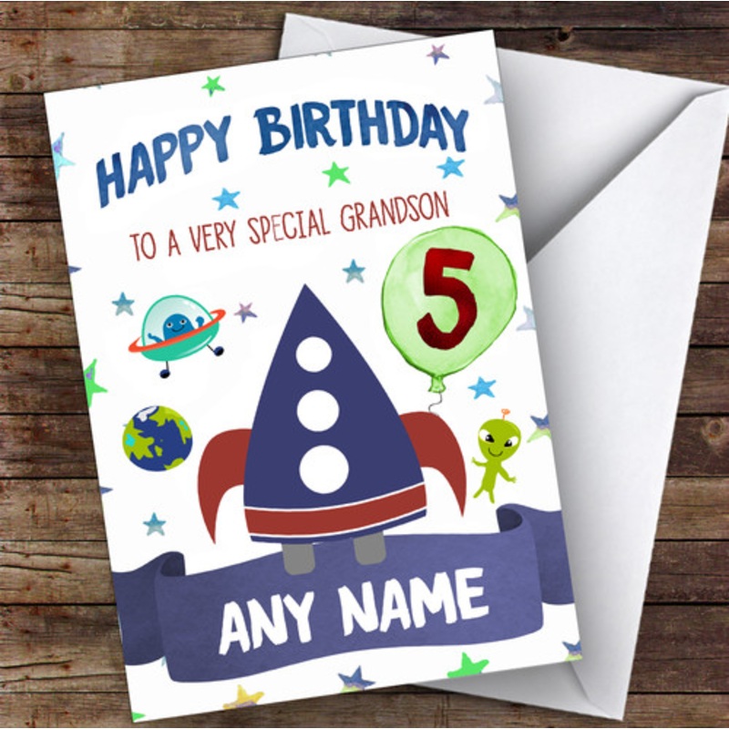 Personalised Boys Birthday Card Space Alien 1st 2nd 3rd 4th 5th 6th Grandson – The Card Zoo