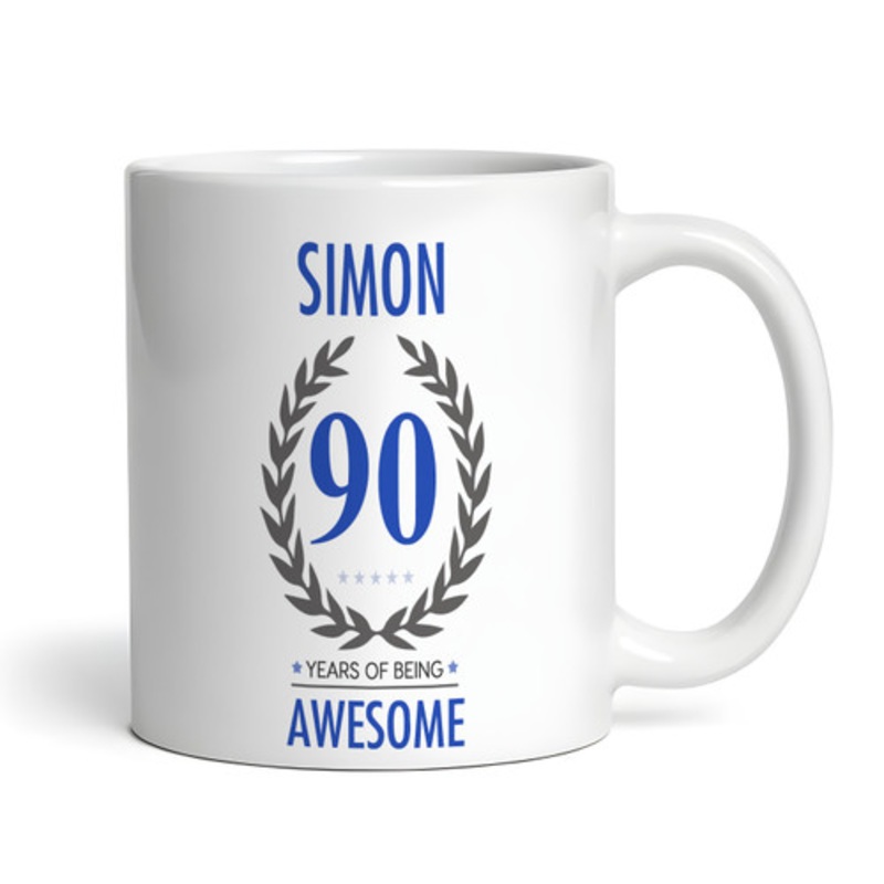 90th Birthday Gift For Man Blue Male Mens 90th Birthday Present Personalised Mug – The Card Zoo