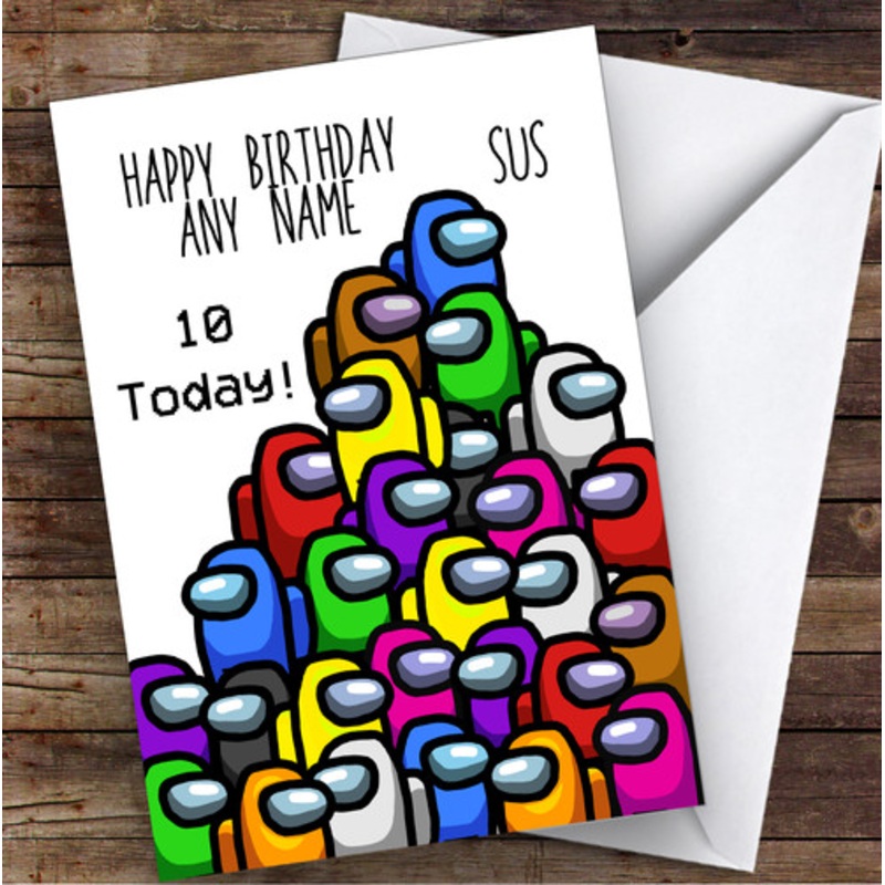 Among Us Character Pile Sus Children’s Kids Personalised Birthday Card – The Card Zoo