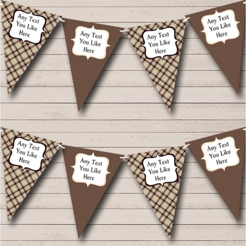 Brown Tartan Personalised Birthday Party Bunting – The Card Zoo