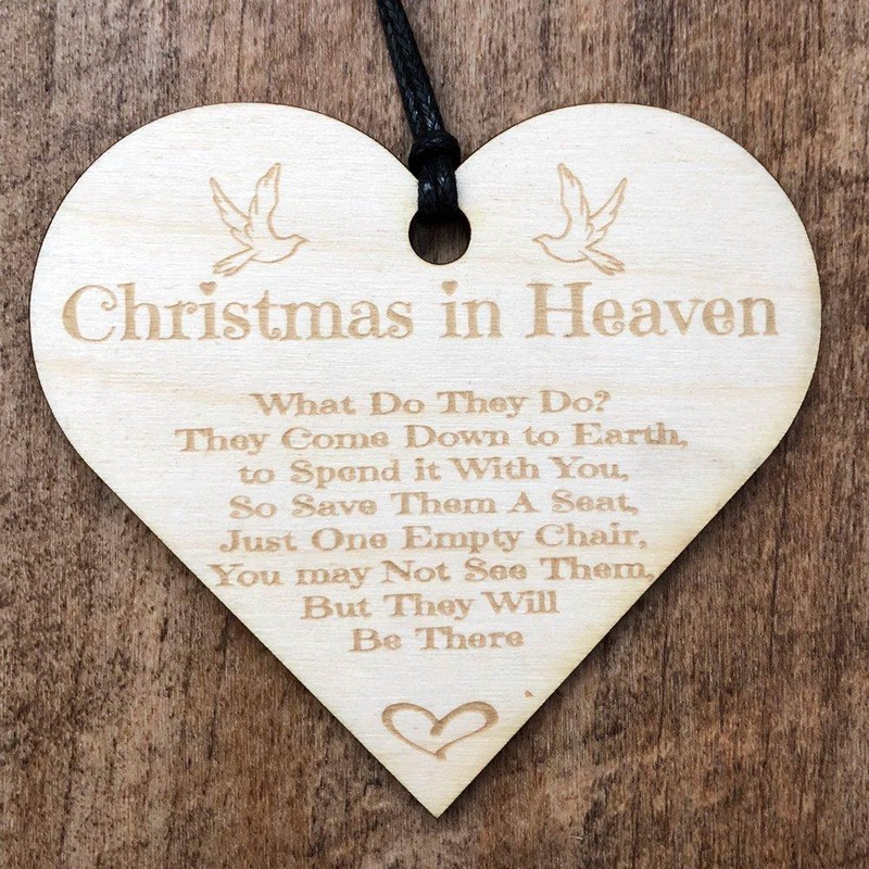 Christmas In Heaven Wooden Hanging Heart Plaque Gift