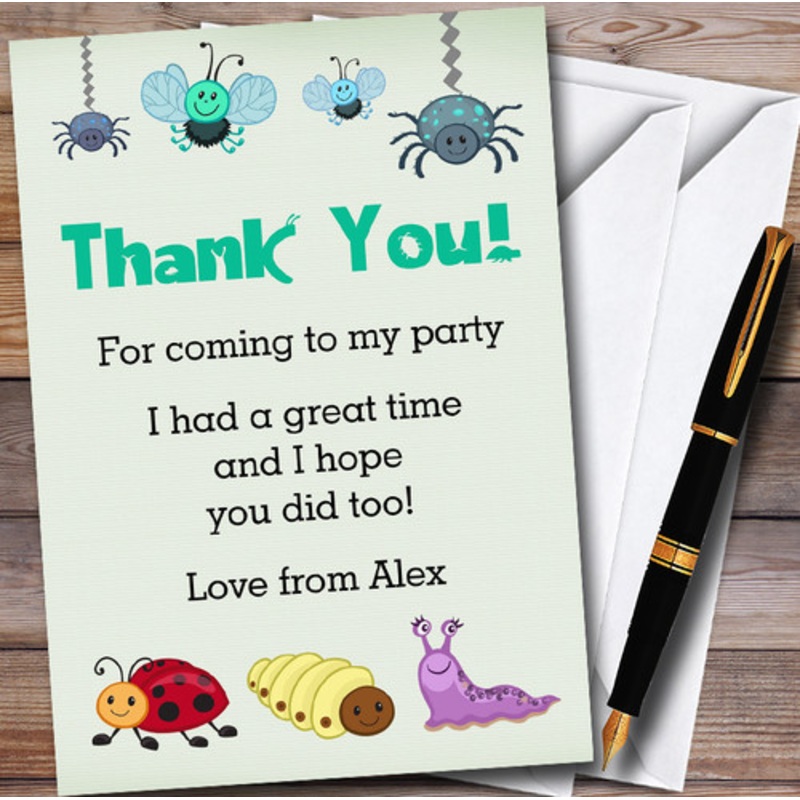 Cute Bugs Personalised Party Thank You Cards – The Card Zoo