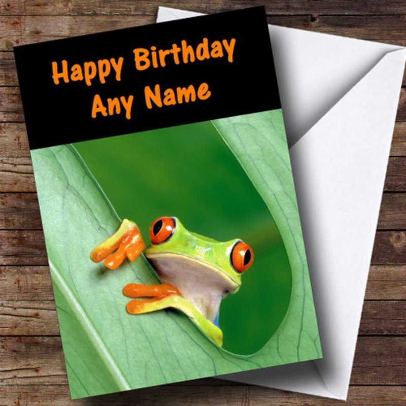 Frog In A Leaf Personalised Birthday Card – The Card Zoo