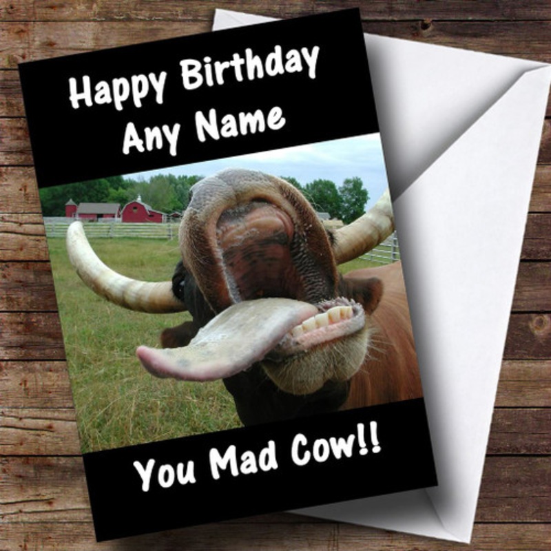Mad Crazy Cow Personalised Birthday Card – The Card Zoo