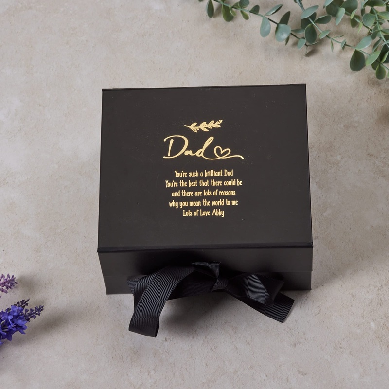 Personalised Dad Black Gift Box With Gold Leaf