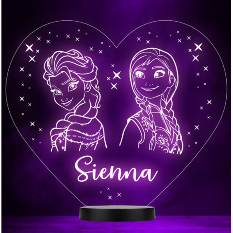 Princess Elsa And Anna Frozen Personalised Gift Colour Change Lamp Night Light – The Card Zoo