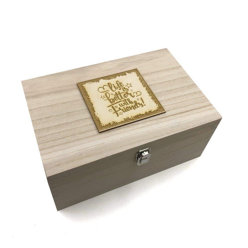 Raised Words Large Wooden Friendship Keepsake Box Gift