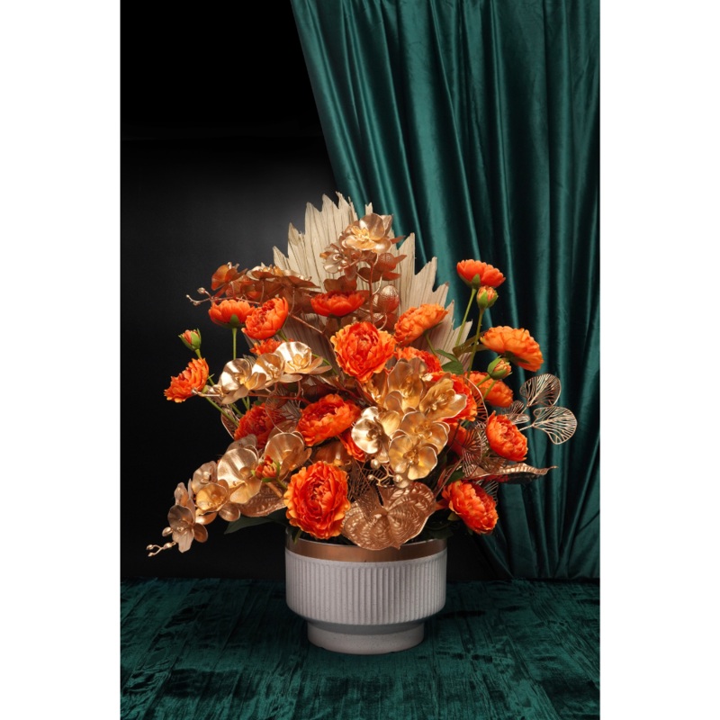 Raya Decorative Orange Themed Artificial Flowers (Klang Valley Delivery)