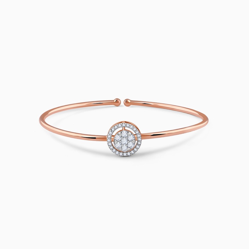 Rose Gold Aster Halo Diamond Bangle