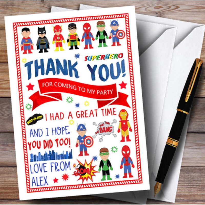Superhero Comic Party Thank You Cards – The Card Zoo