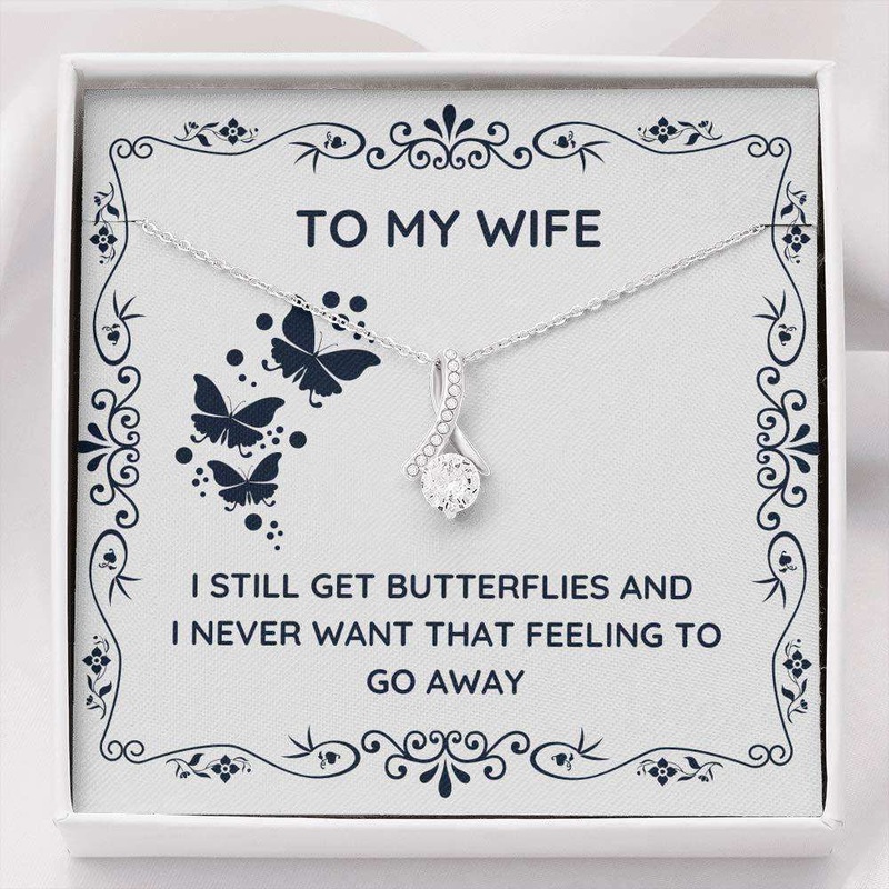 Wife Necklace, To My Wife butterflies Necklace Gift For Wife From Husband