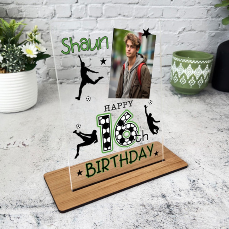 16th Birthday Gift Football Photo Custom Personalised Gift Acrylic Plaque – The Card Zoo