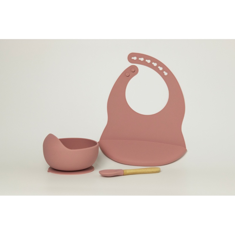 Add-On Silicone Suction Bowl, Spoon, and Bib Feeding Set
