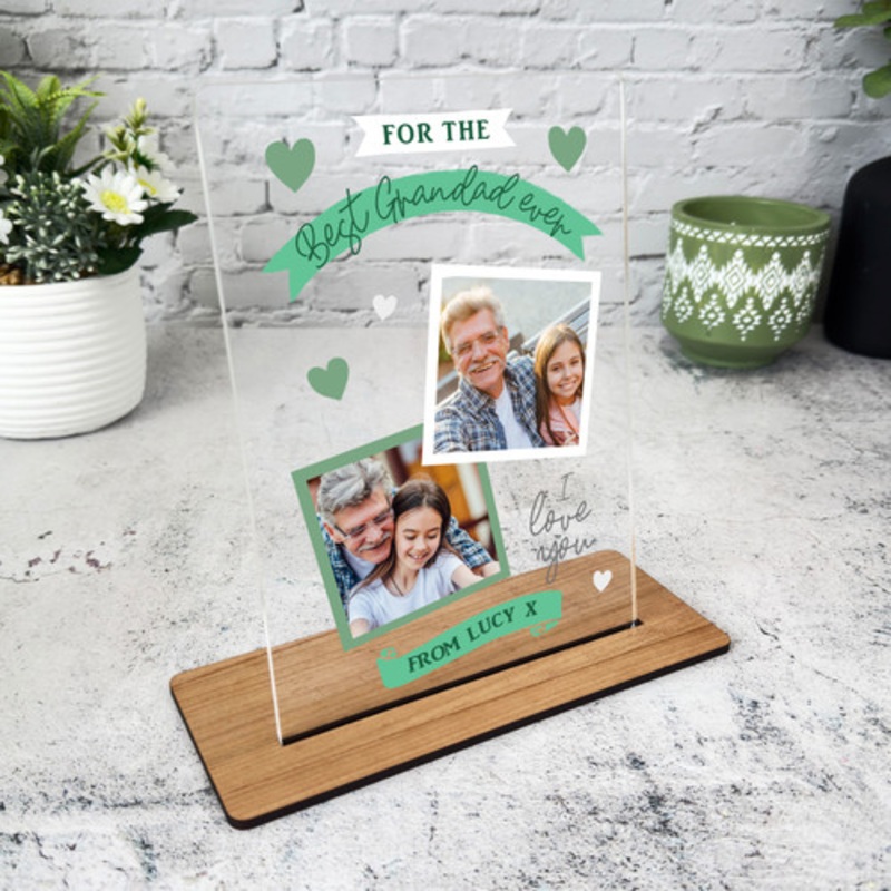 Best Grandad Gift Ever Green Photo Personalised Acrylic Plaque – The Card Zoo