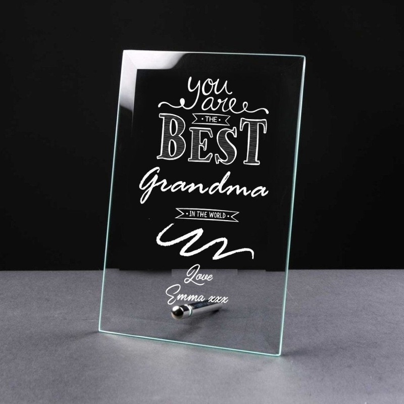 Best Grandma Gift Sentiment Personalised Engraved Glass Plaque