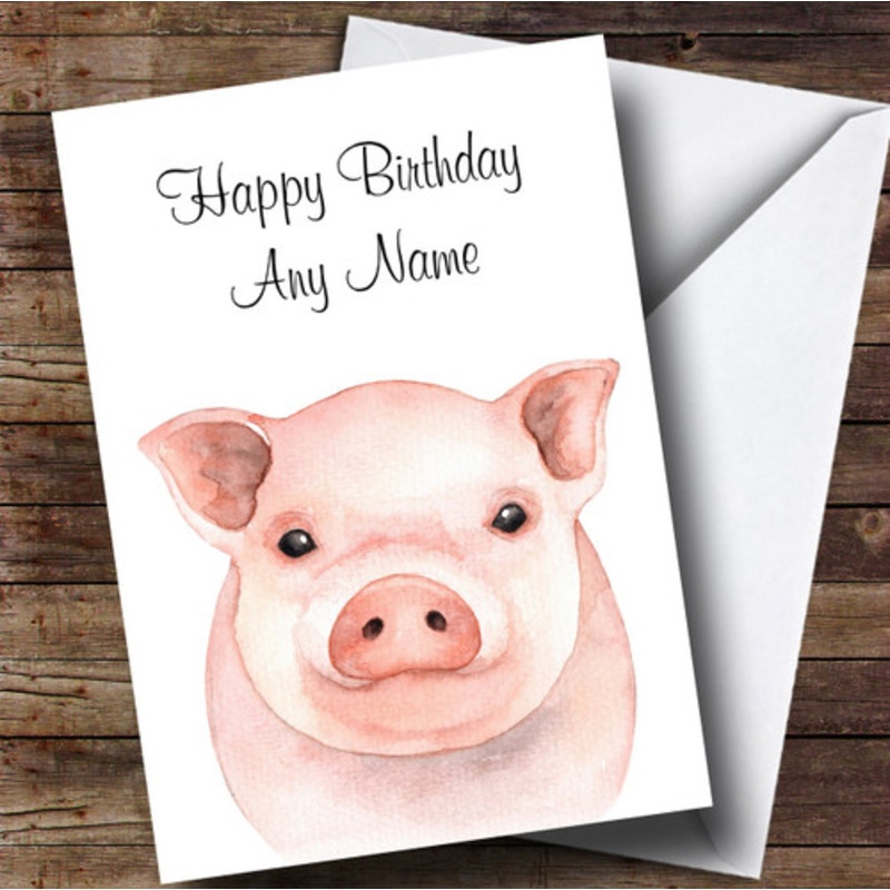 Cute Watercolour Pig Personalised Birthday Card – The Card Zoo