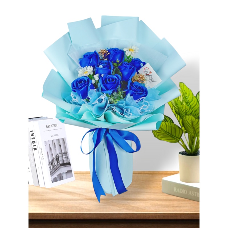 Dark Blue Soap Rose Bouquet Artificial Flower (Klang Valley Delivery)