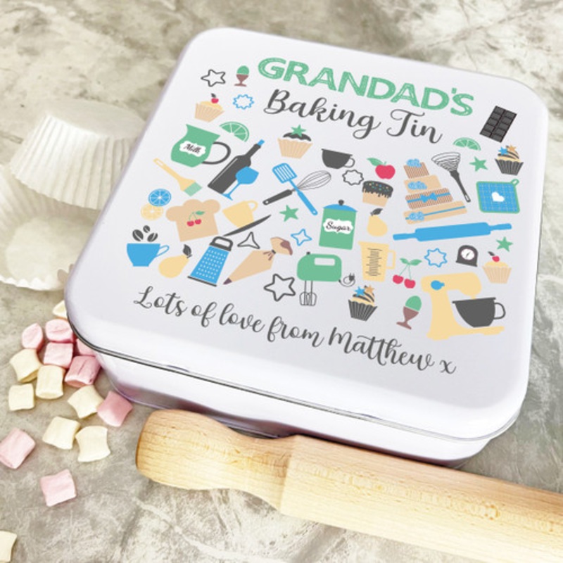 Grandad’s Baking Kitchen Items Personalised Gift Baking Cake Tin – The Card Zoo