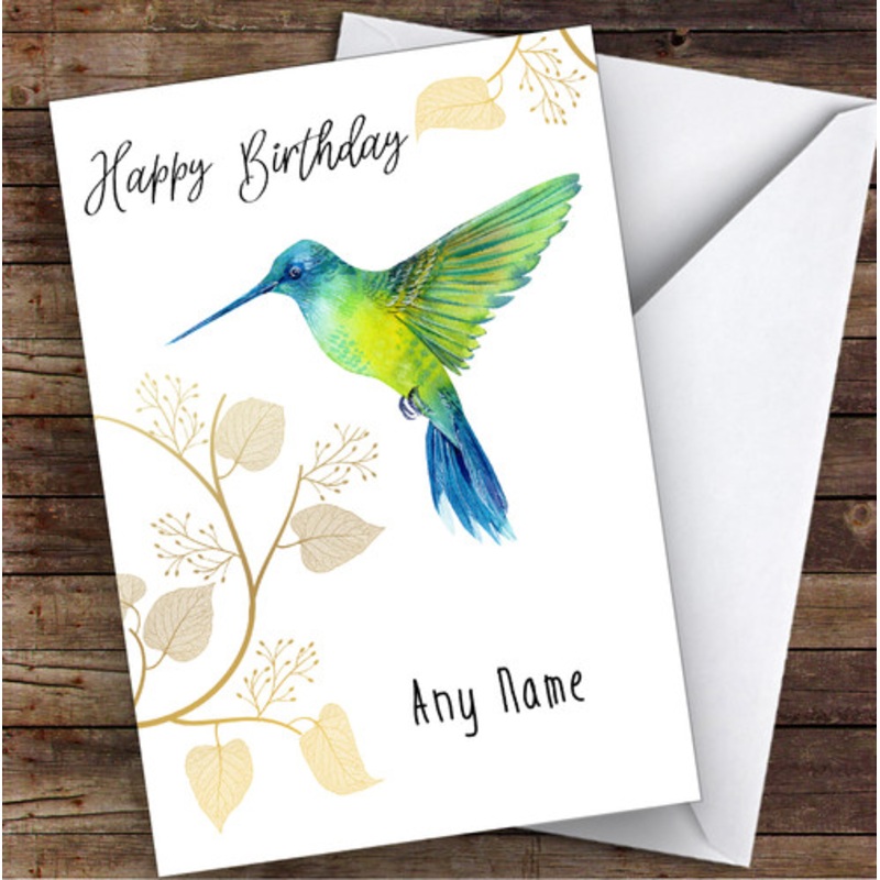 Green Blue Hummingbird Personalised Birthday Greetings Card – The Card Zoo