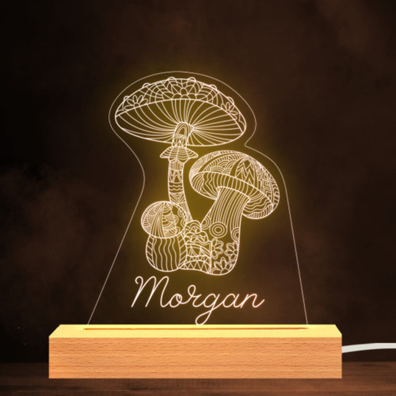 Mushroom Nature Hippy Personalised Gift Warm White Lamp Night Light – The Card Zoo