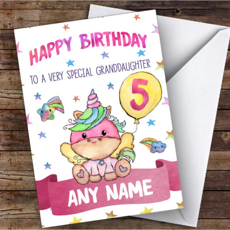 Personalised Girls Birthday Card Unicorn 1st 2nd 3rd 4th 5th 6th Granddaughter – The Card Zoo