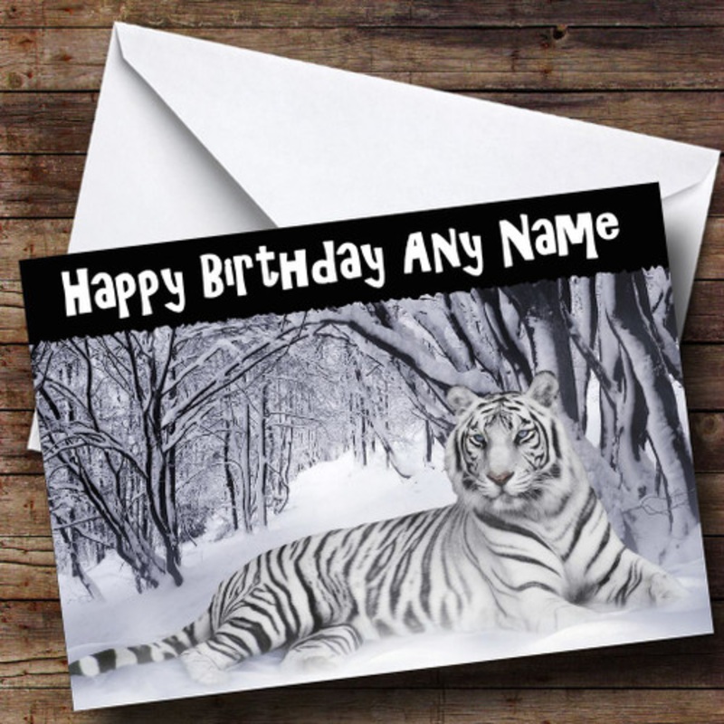 Stunning White Tiger Personalised Birthday Card – The Card Zoo
