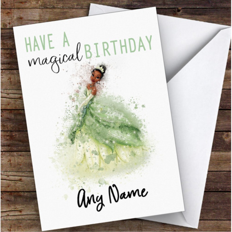 Tiana Princess Watercolour Splatter Children’s Kids Personalised Birthday Card – The Card Zoo