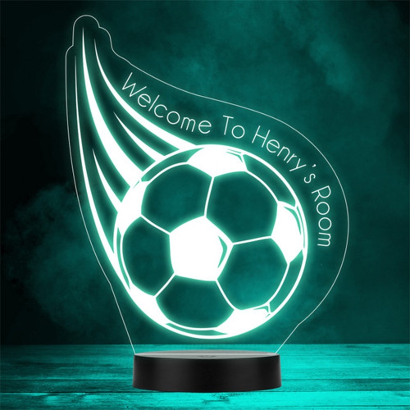 Boys Football Flying Personalised Gift Colour Changing LED Lamp Night Light – The Card Zoo