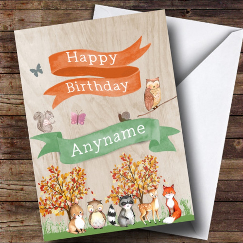 Cute Woodland Animals Children’s Birthday Personalised Card – The Card Zoo