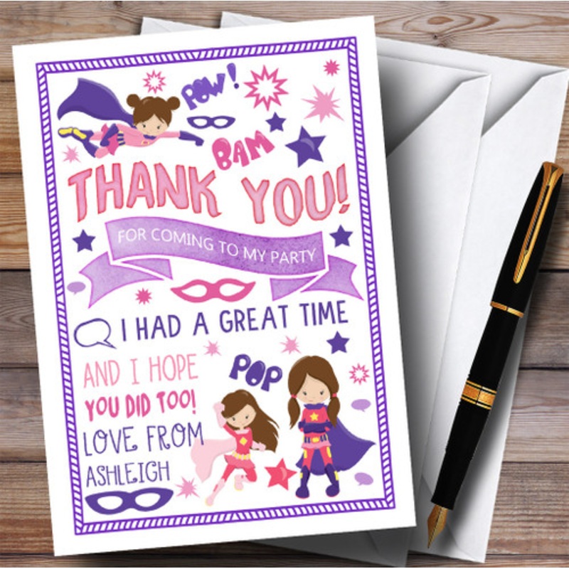 Girls Superhero Party Thank You Cards – The Card Zoo