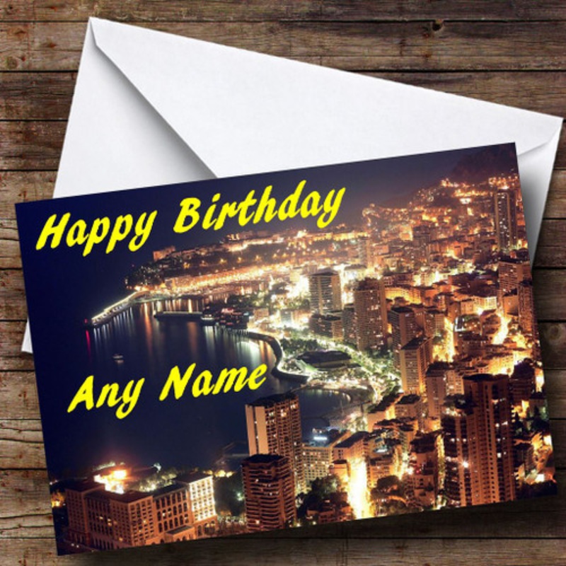 Monaco At Night Personalised Birthday Card – The Card Zoo