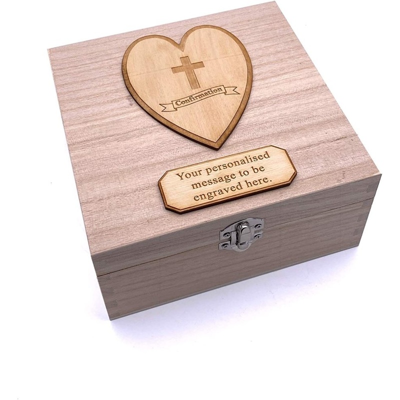 Personalised Wooden Keepsake Memory Confirmation Gift Box