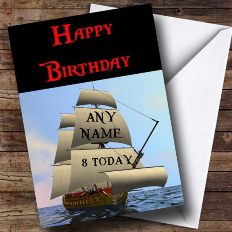 Pirate Ship In The Sea Personalised Birthday Card – The Card Zoo