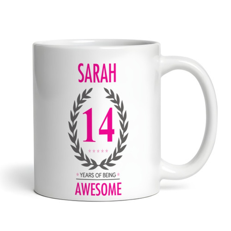 Present For Teenage Girl 14th Birthday Gift 14 Awesome Pink Personalised Mug – The Card Zoo