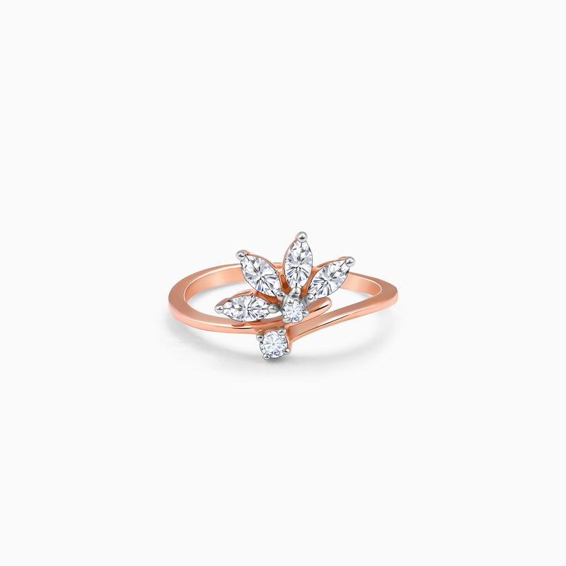 Rose Gold Floral Glam Lab Grown Diamond Ring