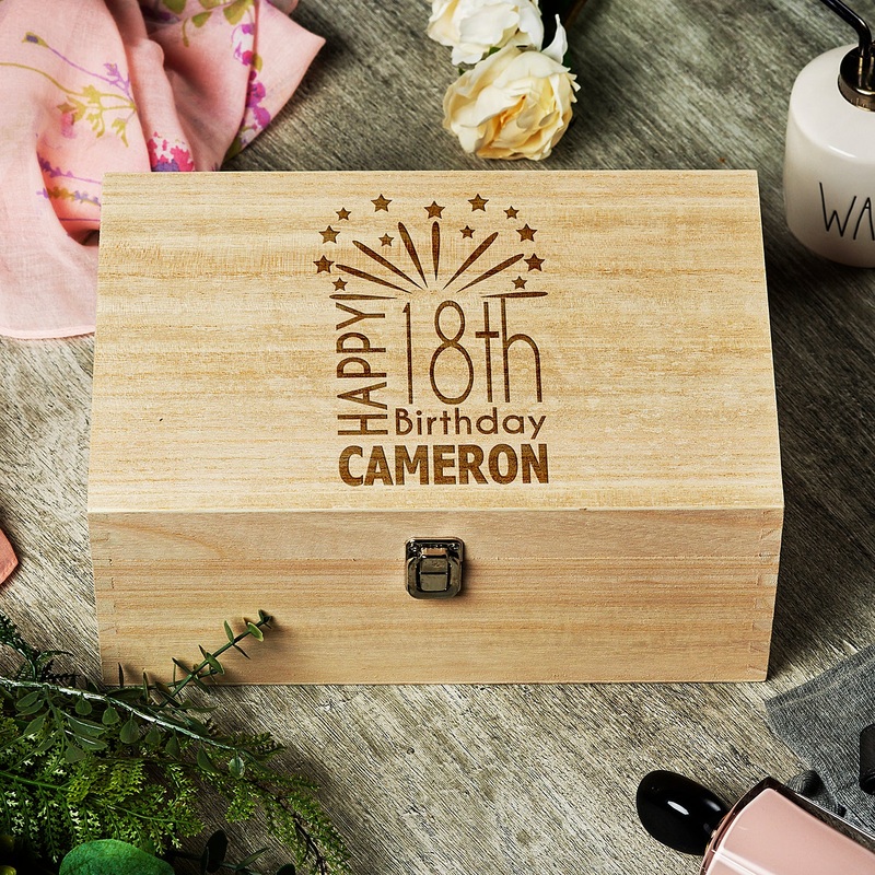 18th Birthday Gift Personalised Large wooden Keepsake Box Gift