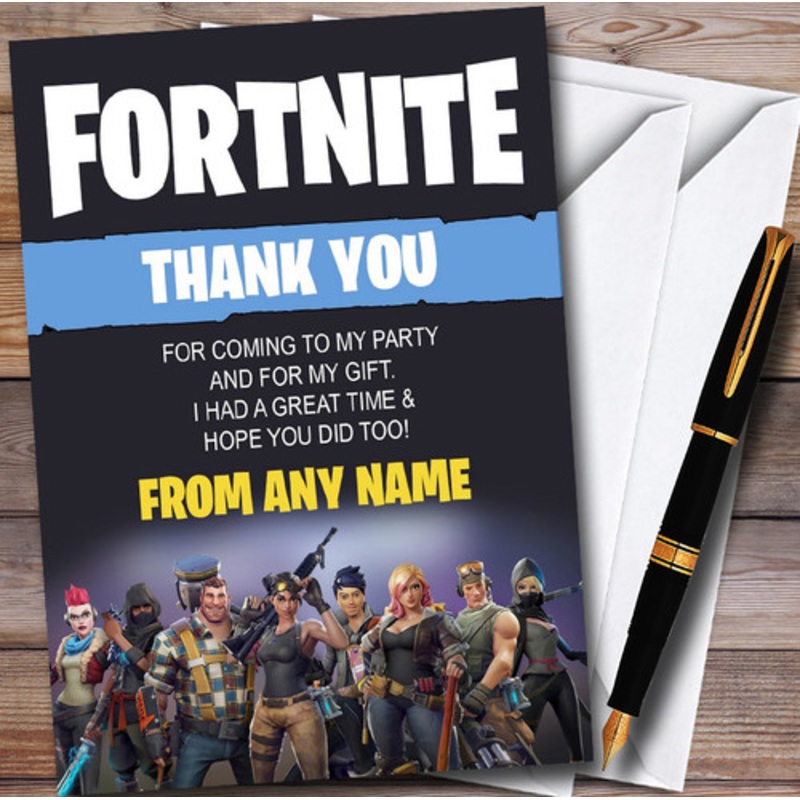 Fortnite Logo Personalised Children’s Birthday Party Thank You Cards – The Card Zoo
