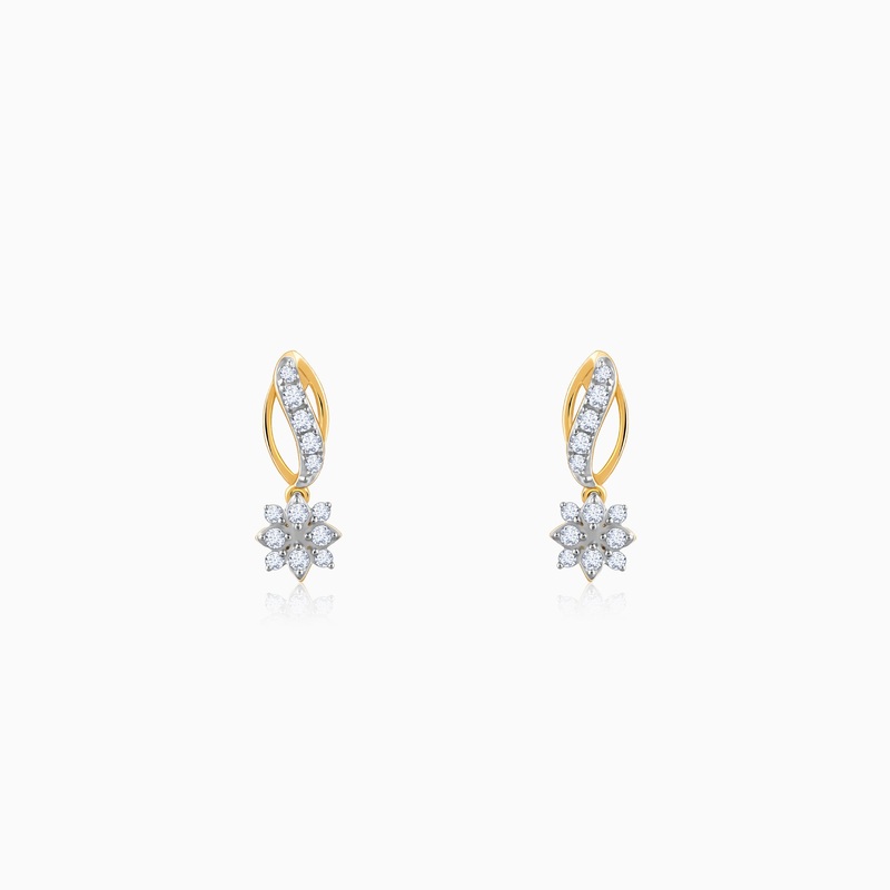 Gold Flora Flow Diamond Earrings