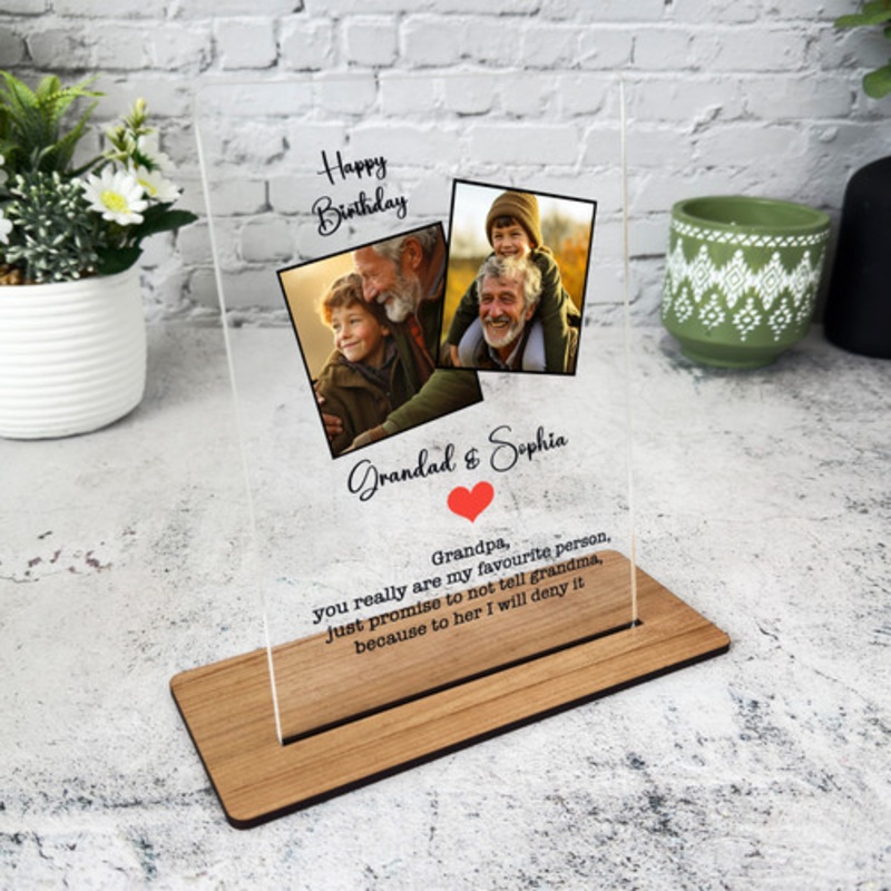 Grandad Birthday Gift Red Heart Photo Personalised Acrylic Plaque – The Card Zoo